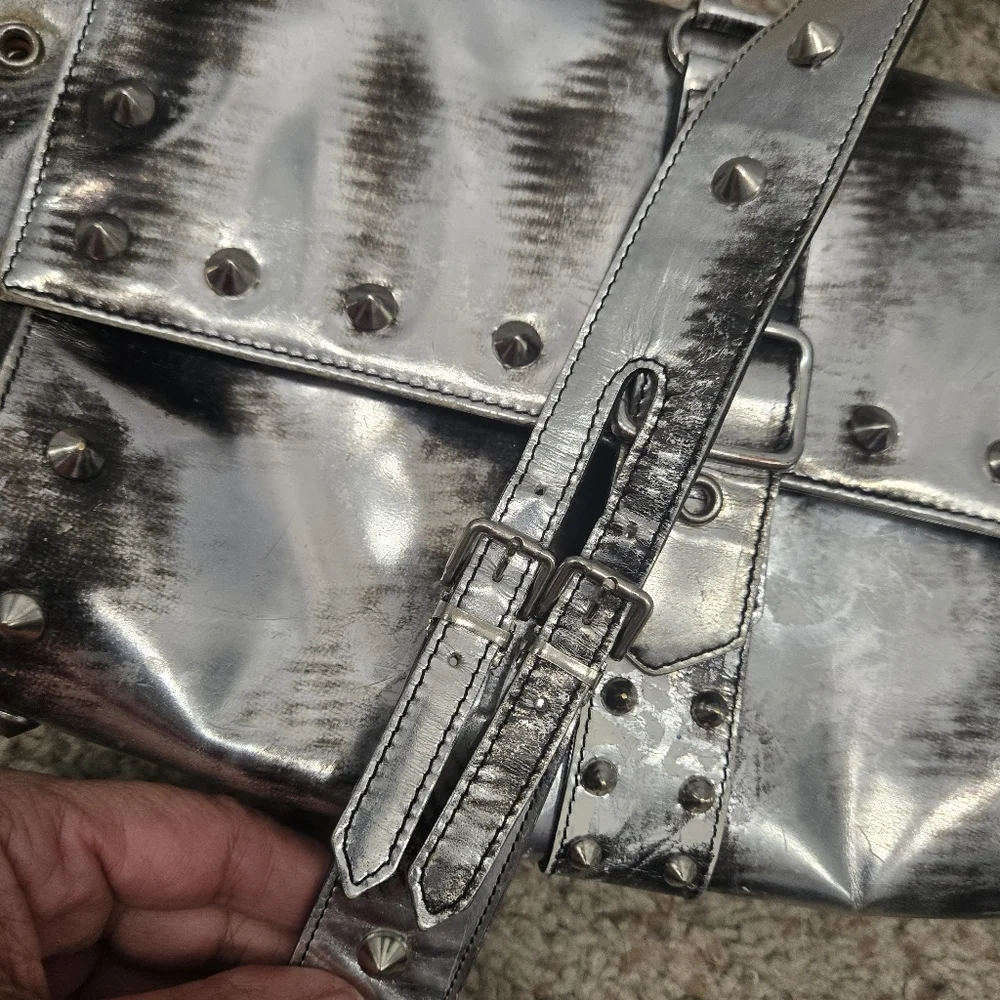 Le Silla Silver Distressed Studded Women's Bag